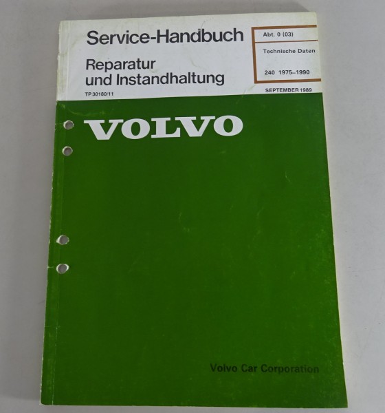 Werkstatthandbuch Volvo 240 Technische Daten Baujahr 1975 bis 1990