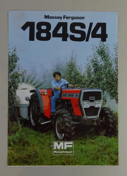 Prospekt / Prospektblatt Massey Ferguson Plantagenschlepper MF 184 S/4 von 1984
