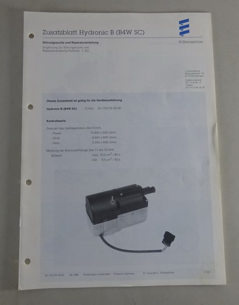 Reparaturanleitung/Störungssuche Eberspächer Hydronic B4WSC von 05/1996