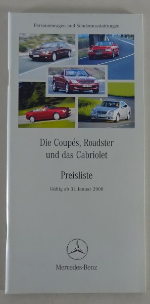 Preisliste Mercedes Benz R170 / C208 / R129 / C215 gültig ab 31/01/2000