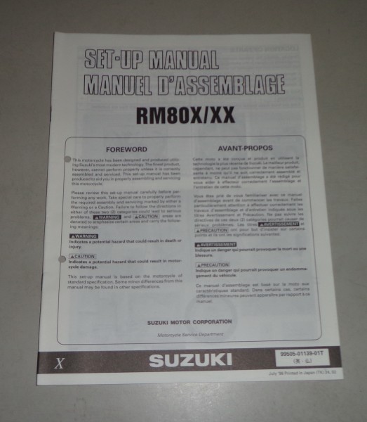 Montageanleitung / Set Up Manual Suzuki RM 80 X Stand 07/1998
