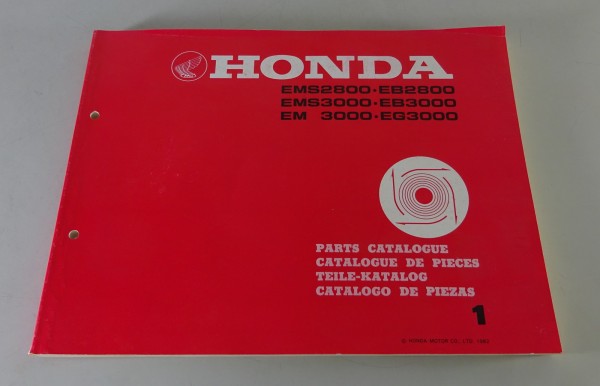 Parts Catalogue / Honda EMS 2800/3000 / EB 2800/3000 / EM 3000... Generator 1982