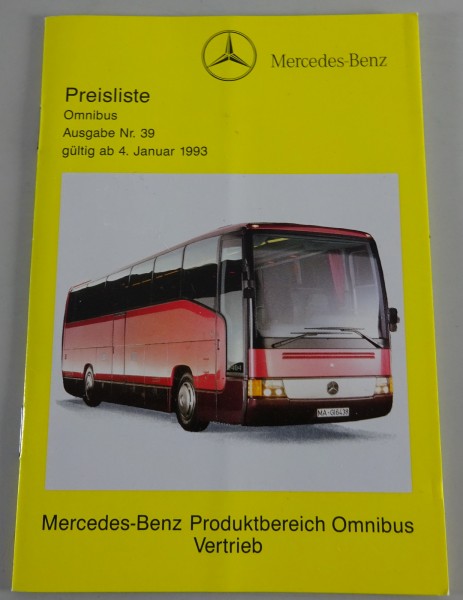 Preisliste Mercedes-Benz Omnibus Ausgabe Nr.: 39 Stand 01/1993