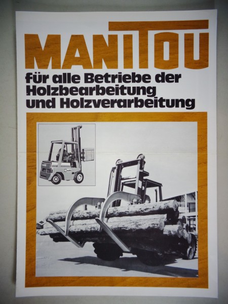 Prospekt / Broschüre Manitou Produktprogramm für die Holzwirtschaft von 02/1978