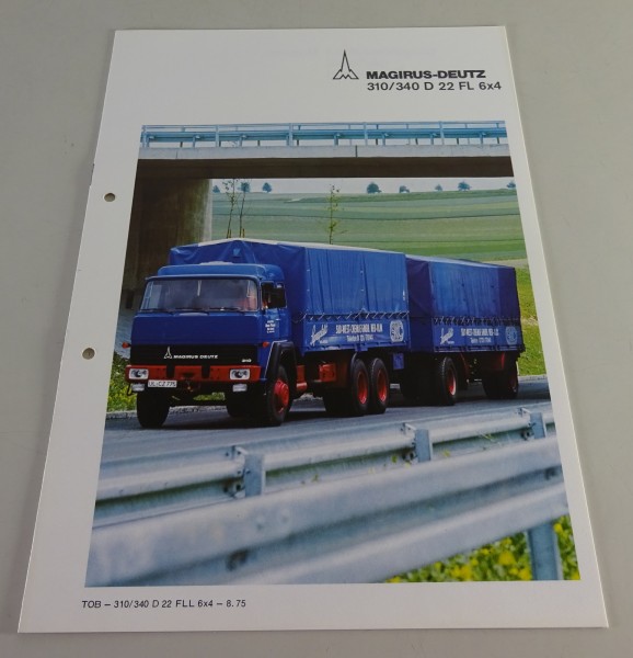 Prospekt Magirus-Deutz LKW 310/340 D 22 FL 6x4 Frontlenker Gliederzug von 8/1975