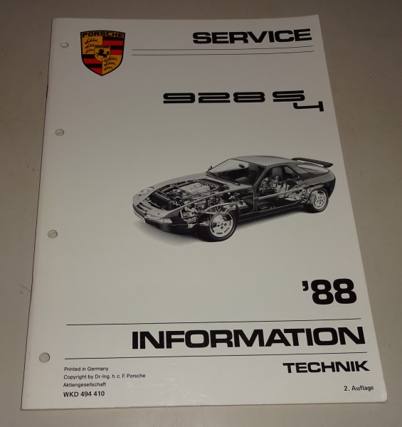 Werkstatthandbuch / Service Information Technik Porsche 928 S4 Modelljahr 1988