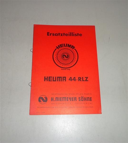 Teilekatalog / Ersatzteilliste Niemeyer Heuma 44-RLZ - 02/1968