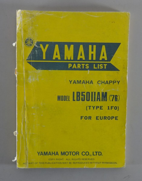 Teilekatalog / Spare Parts list Yamaha LB50IIAM Typ 1F0 ab Baujahr 1976