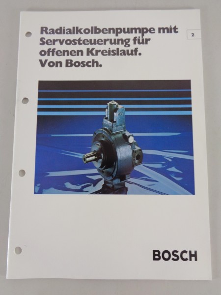 Prospekt / Technische Info Bosch Radialkolbenpumpe Stand 04/1979