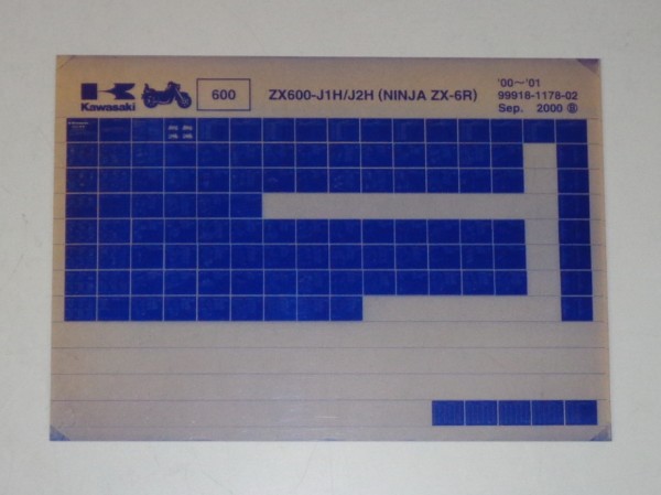 Microfich Ersatzteilkatalog Kawasaki NINJAZX 6R ZX600 J1H/J2H Model 00-01 von 00