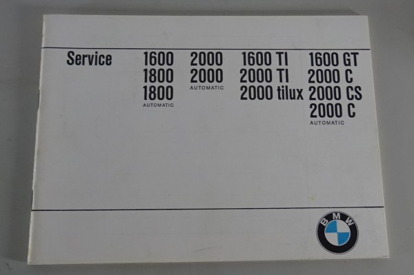 Scheckheft / Serviceheft BMW 1600, 1800, 2000 - TI / GT / C / CS / tilux blanko