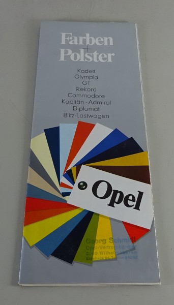 Prospekt / Broschüre Opel Farben + Polster Stand 1969