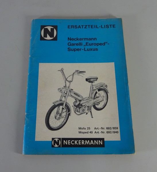 Teilekatalog / Ersatzteilliste Neckermann Garelli / Mofa Europed Super-Luxus