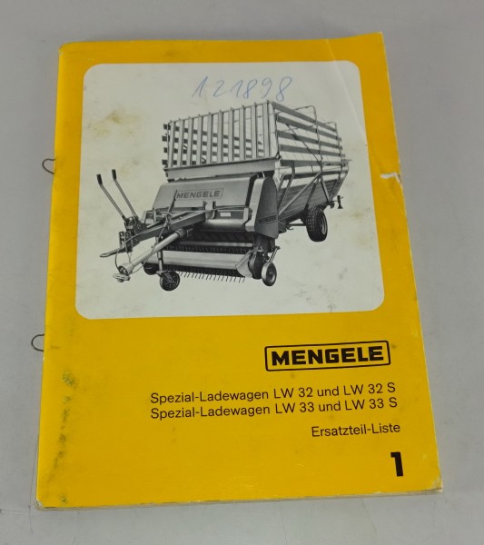 Teilekatalog Mengele Spezial-Ladewagen LW 32 / 32 S LW 33 / 33 S System Weichel