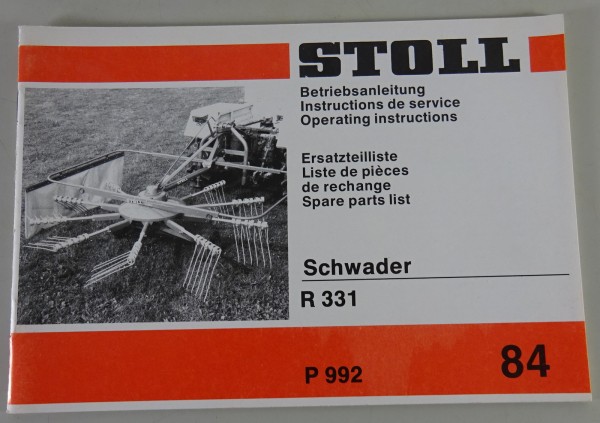 Teilekatalog / Betriebsanleitung Stoll Schwader R 331 Stand 02/1984