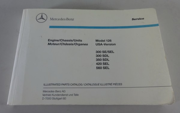 Bildkatalog Teilekatalog Mercedes-Benz W126 S-Klasse USA Modelle von 02/1990