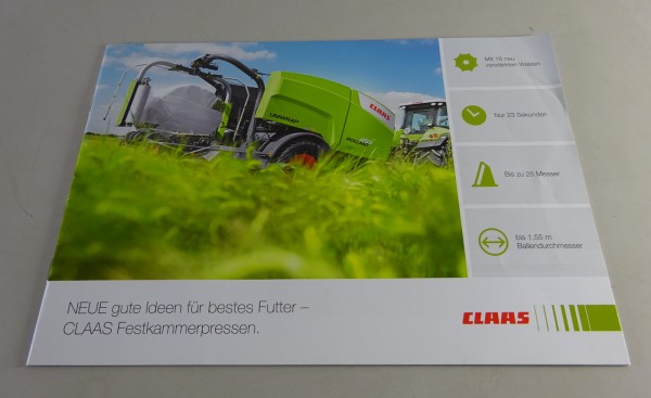 Prospekt / Broschüre Claas Festkammerpressen / Rundballenpressen