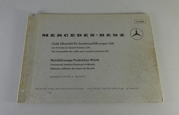 Code-Übersicht Sonderausführungen Mercedes-Benz LKW Produktion Wörth