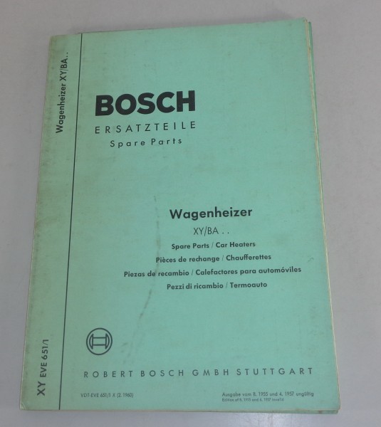 Teilekatalog Bosch Wagenheizer XY / BA.. von 02/1960