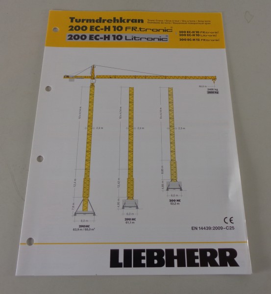 Datenblatt Liebherr Turmdrehkran 200 EC-H 10 FR.tronic / Litronic von 04/2010