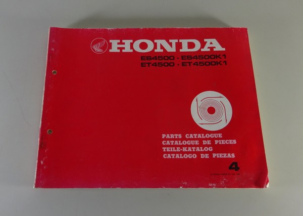 Teilekatalog Honda Generator ES 4500 / K1 + ET 4500 / K1 Stand 1981