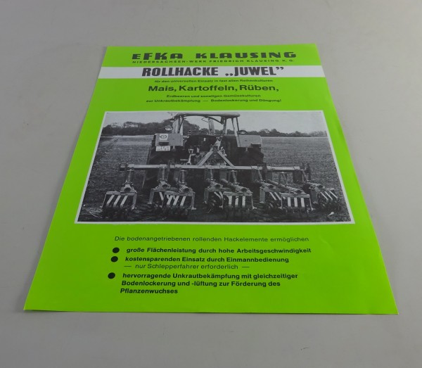 Prospektblatt / Broschüre Efka Klausing - Rollhacke "Juwel"