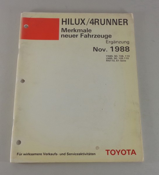 Merkmale neuer Fahrzeuge Toyota Hilux / 4Runner Stand 11/1988
