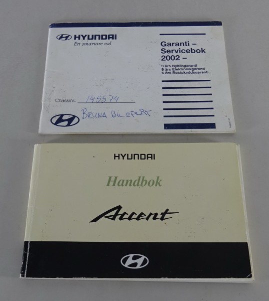 Bruksanvising + Garanti-Servicebok Hyundai Accent stod 02/2001