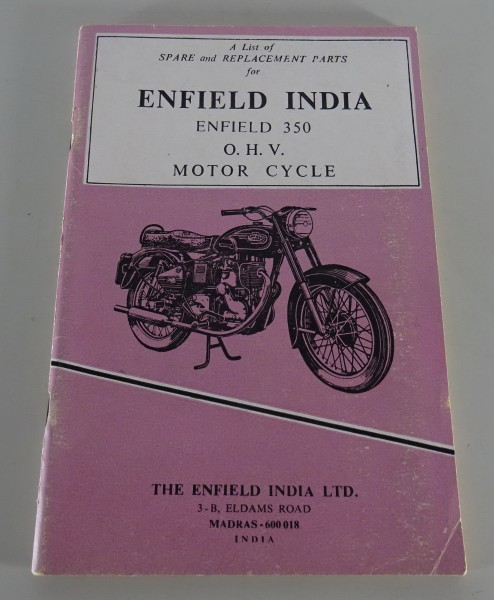 Teilekatalog / Spare Parts list Enfield India 350 from 01/1977