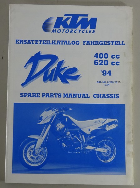 Teilekatalog Fahrgestell KTM 400 / 620 Duke Modelljahr 1994