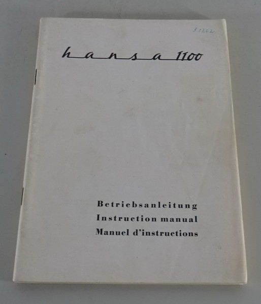 Betriebsanleitung / Owner's Manual Goliath Hansa 1100 Stand 08/1959