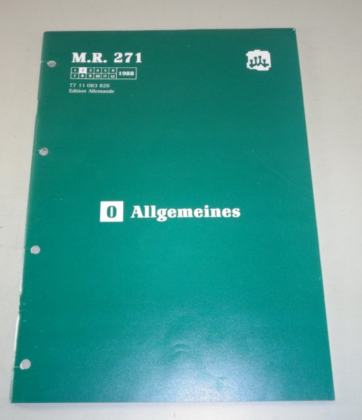Werkstatthandbuch Renault Espace Allgemeines, Stand 02/1988