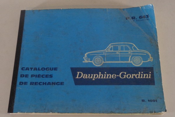 Teilekatalog Renault Dauphine Gordini Typ R.1091 von 1960