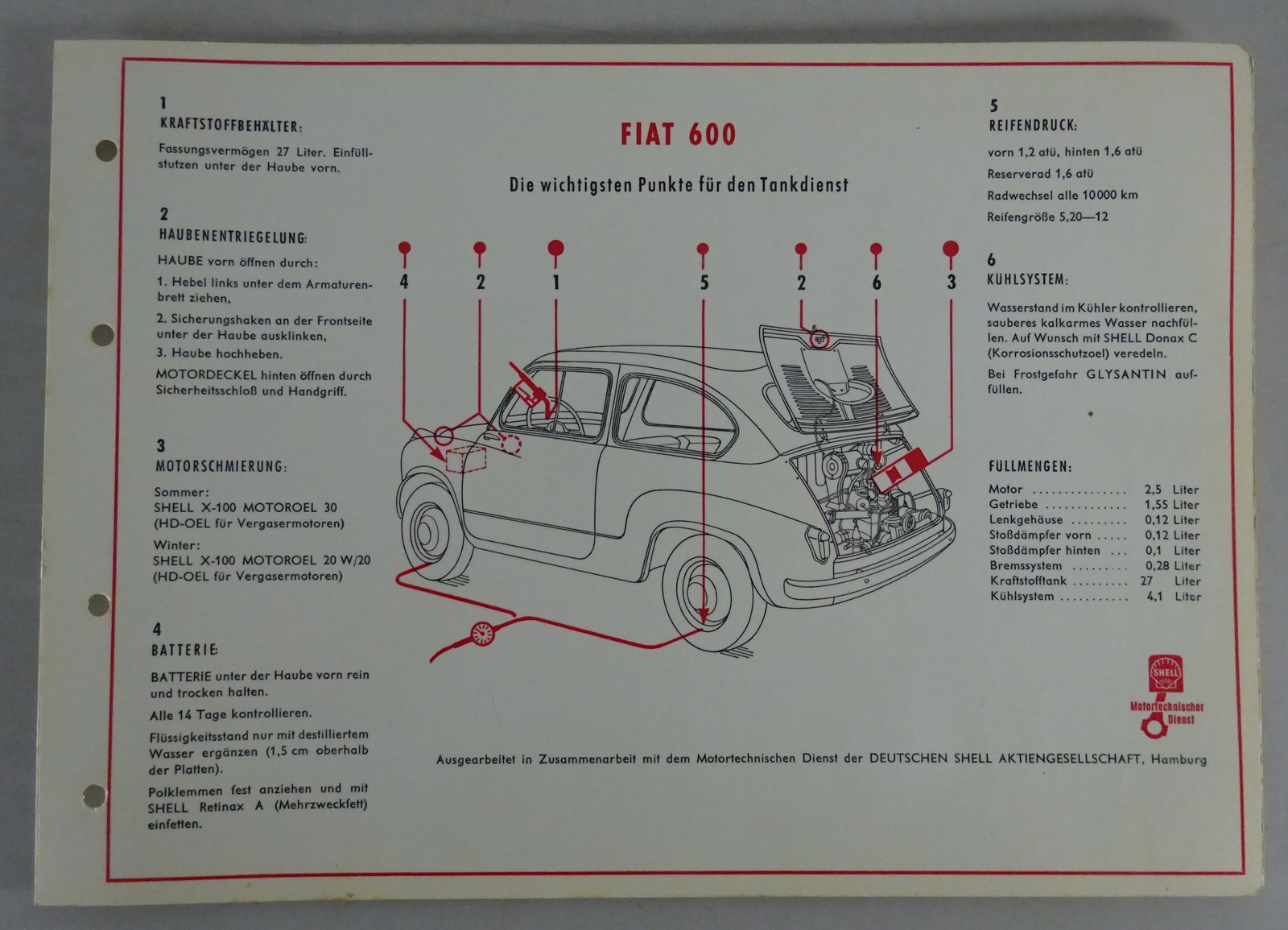Schmierplan (plan De Graissage) Shell Pour BMW 700 - Édition De Juillet 1960 - Document D'époque Occasion