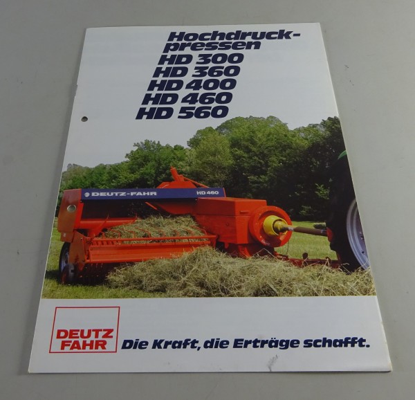 Prospekt / Faltprospekt Deutz-Fahr Hochdruckpressen HD 300, 360 etc. von 07/1980