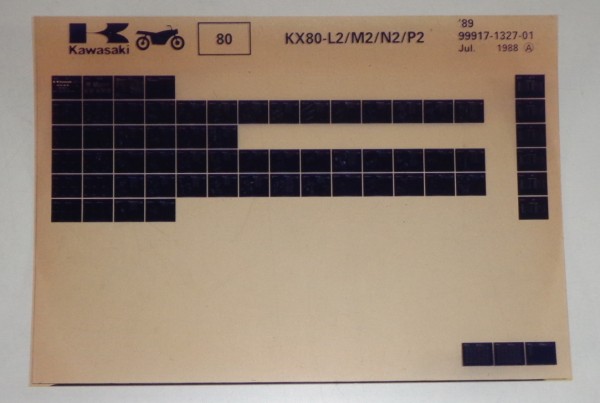 Microfich Ersatzteilkatalog Kawasaki KX 80 L2/M2/N2/P2 Model 1988 von 07/88