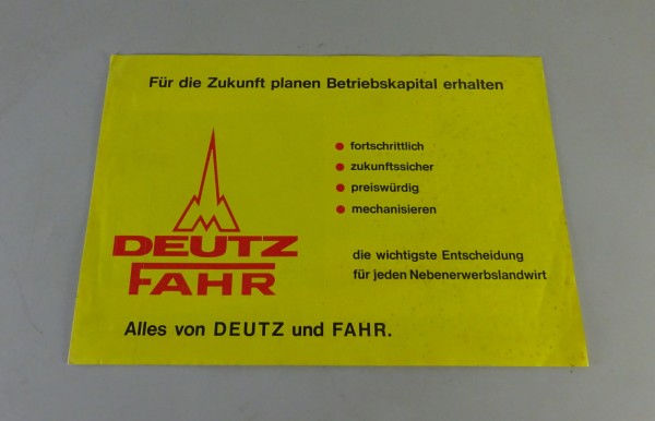 Prospekt / Broschüre Deutz-Fahr-Programm für Nebenerwerbsbetriebe Stand ca. 1970