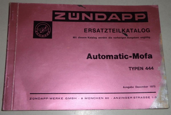 Ersatzteilkatalog Zündapp Automatic-Mofa von 1975