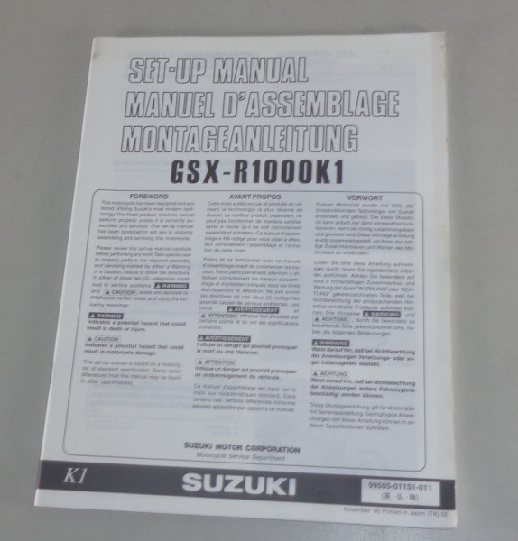 Montageanleitung / Set Up Manual Suzuki GSX-R 1000 K Stand 11/2000