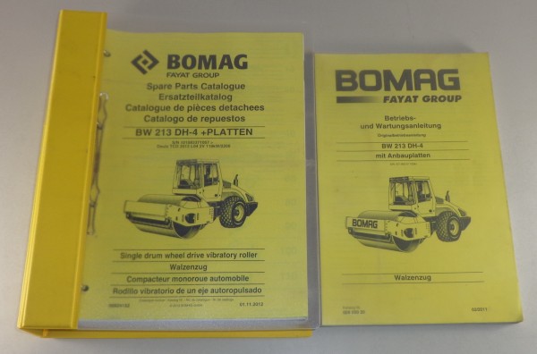 Betriebsanleitung Wartungsanleitung Teilekatalog für Bomag BW 213 DH-4 Walzenzug