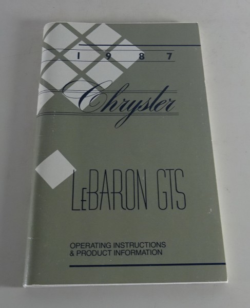 Owner´s Manual / Handbook Chrysler Le Baron GTS Stand 1987