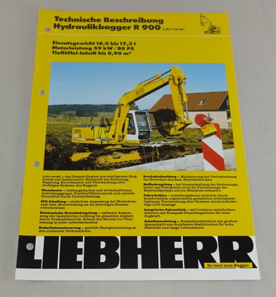Technische Beschreibung Liebherr Hydraulikbagger R 900 Stand 03/1992