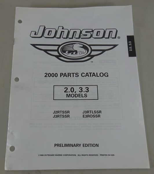 Teilekatalog Johnson Evinrude Außenborder Modelle 2.0 & 3.3 Stand 1999