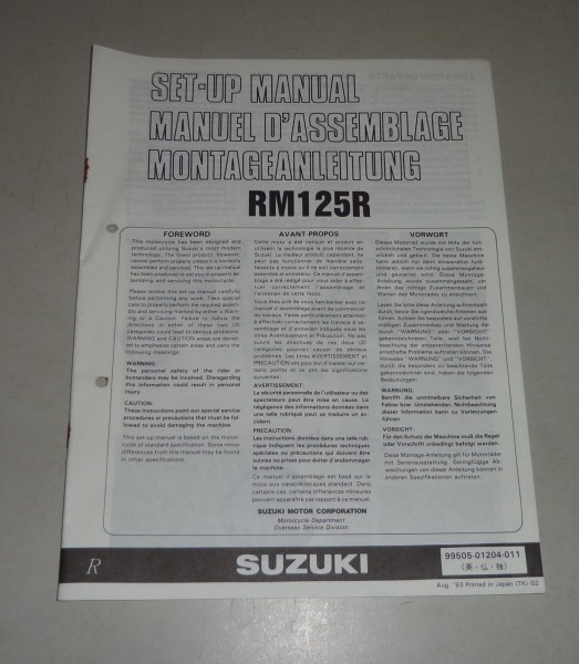 Montageanleitung / Set Up Manual Suzuki RM 125 Stand 08/1993