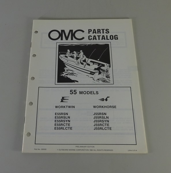 Teilekatalog OMC Evinrude / Johnson Outboards 55 PS Models Stand 1982