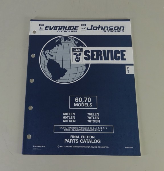 Teilekatalog OMC Johnson / Evinrude 60 / 70 PS Models von 05/1992