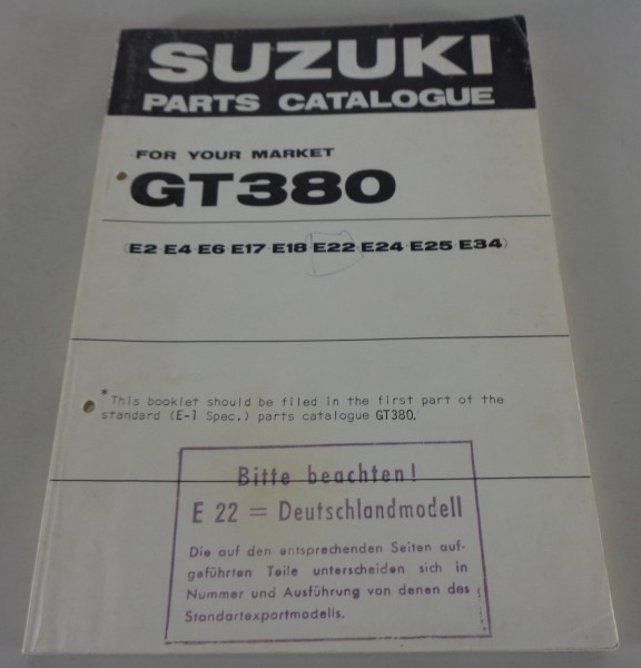 Teilekatalog / Spare Parts Catalogue Suzuki GT 380 Stand 12/1973