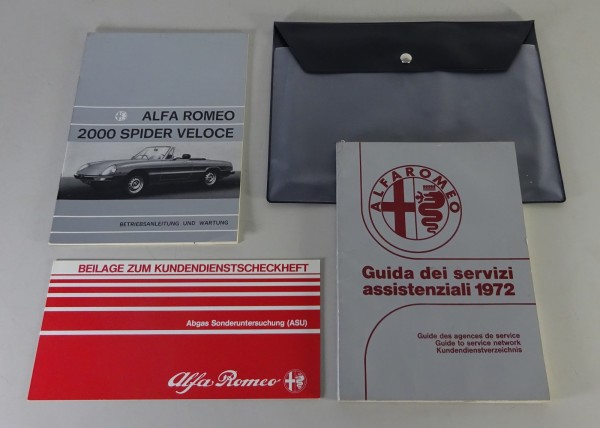 Bordmappe + Betriebsanleitung Alfa Romeo 2000 Spider Veloce Fastback von 10/71