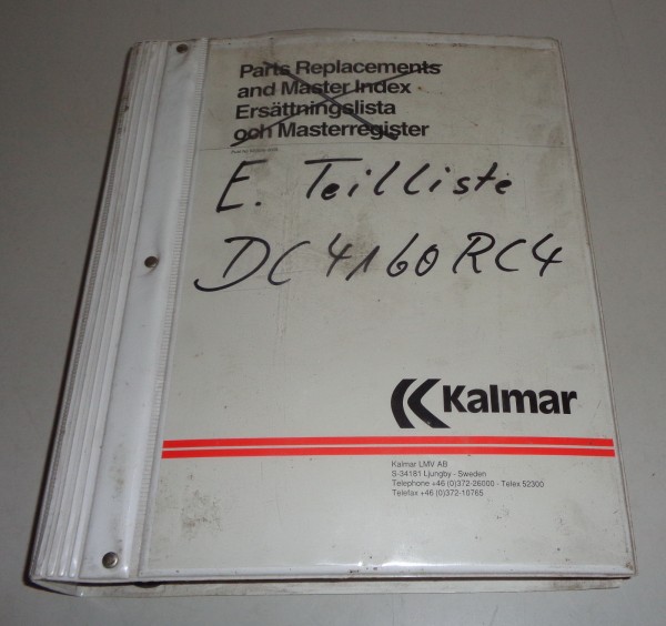 Workshop Manual / Spare Parts list Kalmar LMV Gabelstapler DC 4160 - 4560 RS, RC