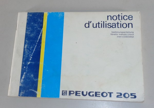 Betriebsanleitung / Handbuch / Owner's manual Peugeot 205 von 1986
